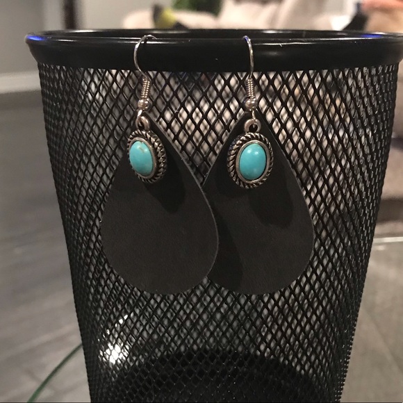 SOLD OUT New Black & Turquoise Charm Earrings! - Picture 2 of 4